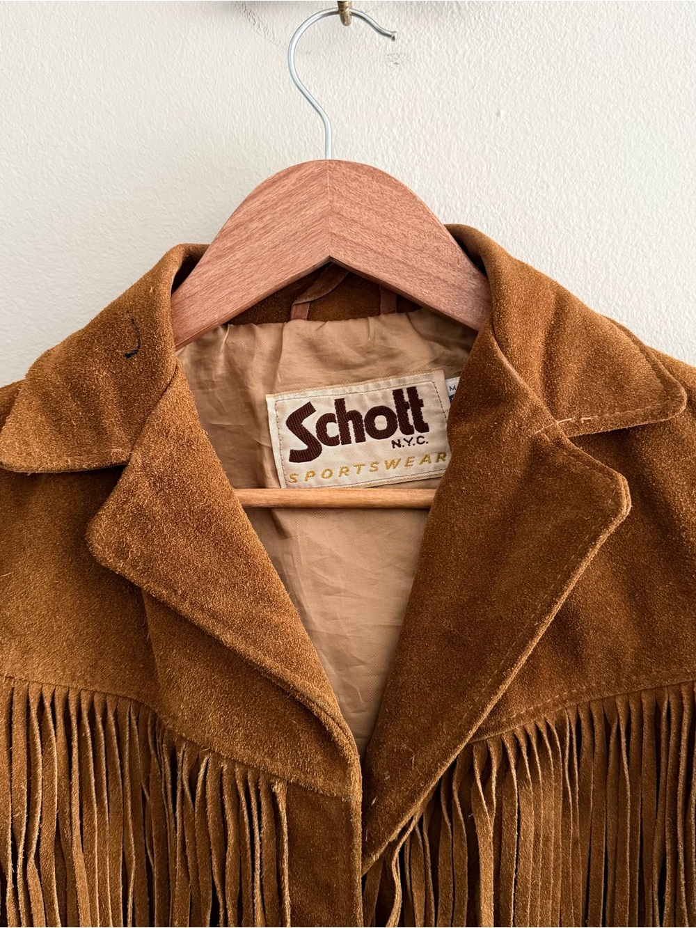 1970s Vintage Schott NYC Brown Suede Western Fringe Jacket Women’s Small - Picture 3 of 10